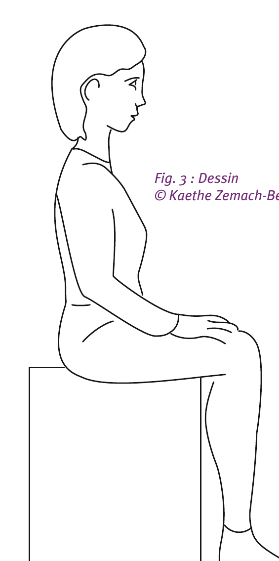 Dessin de la position de départ assise pour la leçon Feldenkrais